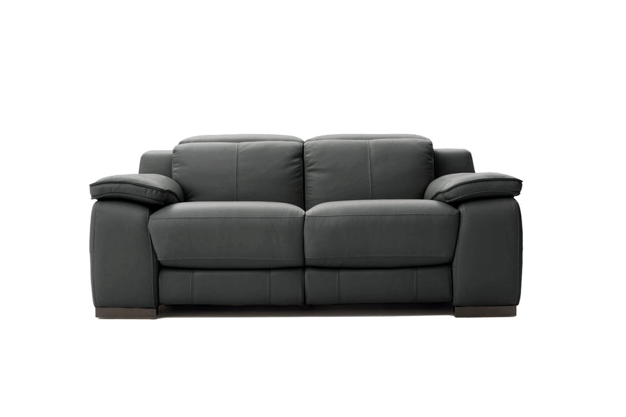 Valencia Ellie Top Grain Leather Loveseat Sofa, Charcoal Grey