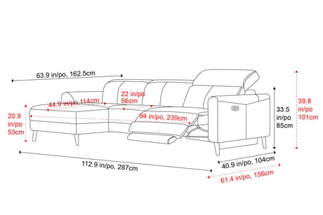 Elodie Leather Recliner Sectional Sofa
