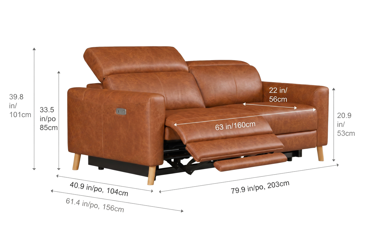 Elodie Distressed Italian Aniline Leather Dual Recliner Sofa