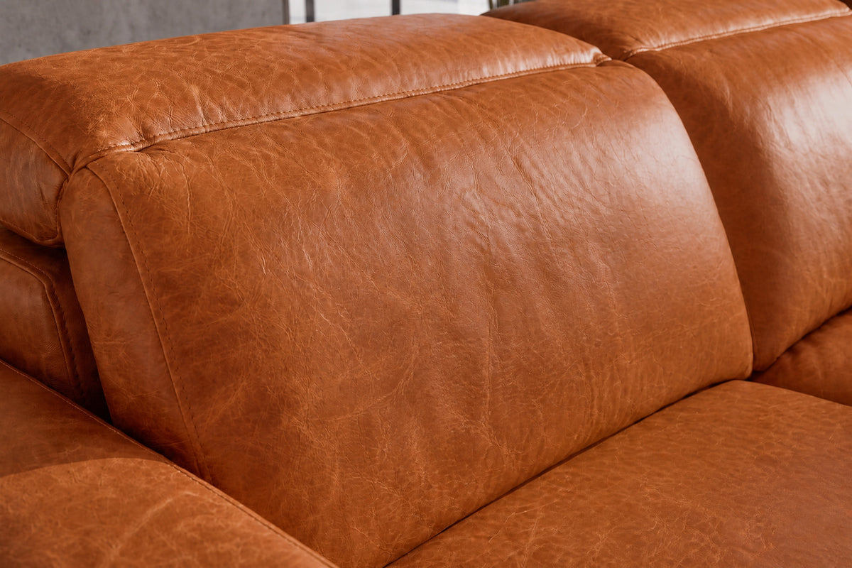 Elodie Distressed Italian Aniline Leather Dual Recliner Sofa