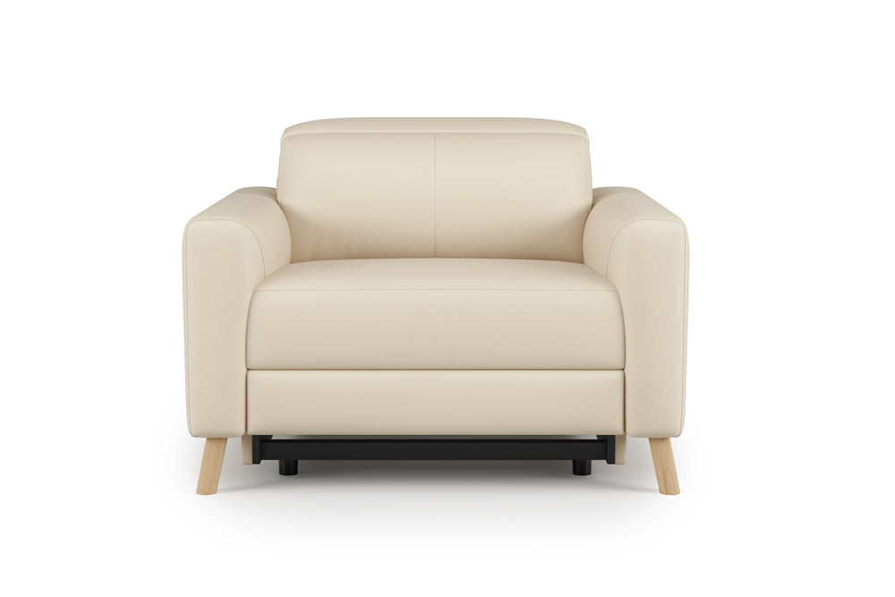 Valencia Elodie Top Grain Leather Recliner Single Seat Sofa, Beige