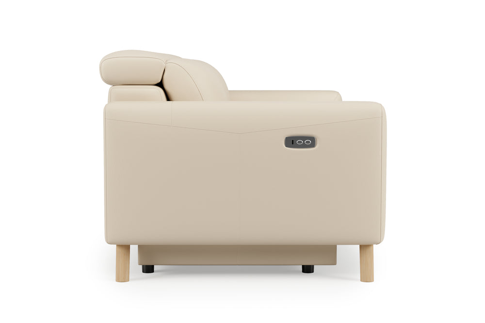 Valencia Elodie Top Grain Leather Recliner Single Seat Sofa, Beige