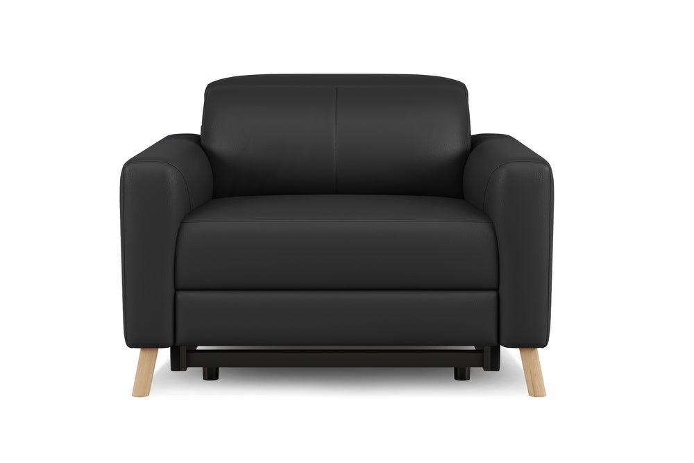 Valencia Elodie Top Grain Leather Recliner Single Seat Sofa, Black