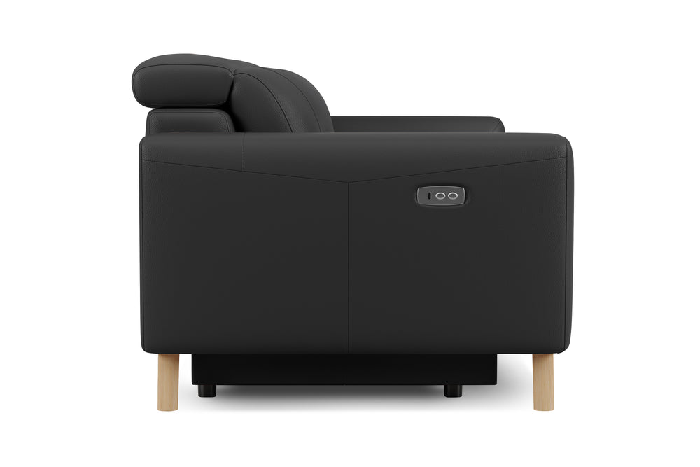 Valencia Elodie Top Grain Leather Recliner Single Seat Sofa, Black