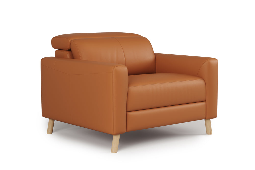 Valencia Elodie Top Grain Leather Accent Chair, Cognac