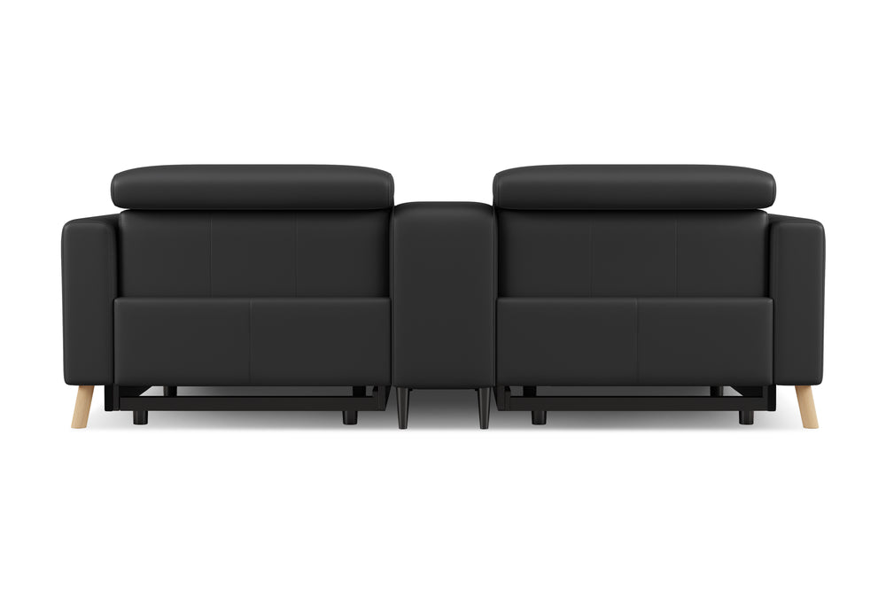 Valencia Elodie Top Grain Leather Loveseat with Console Sofa, Black