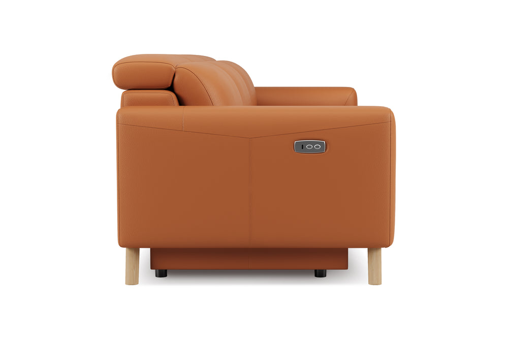 Valencia Elodie Top Grain Leather Loveseat with Console Sofa, Cognac