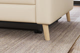 Valencia Elodie Top Grain Leather Three Seats with Double Recliners Sofa, Beige