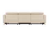 Valencia Elodie Top Grain Leather Three Seats with Double Recliners Sofa, Beige