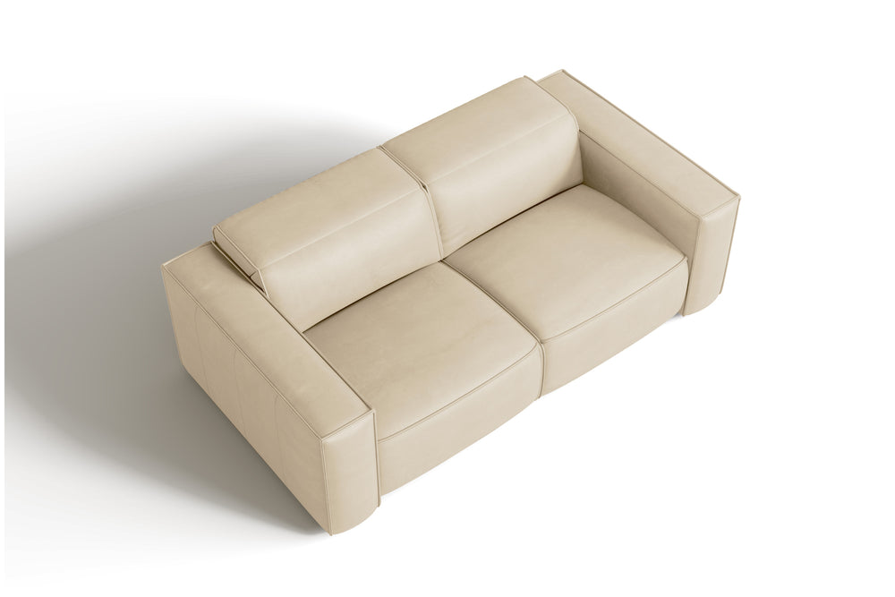 Valencia Emery Leather Recliner Loveseat Sofa, Beige