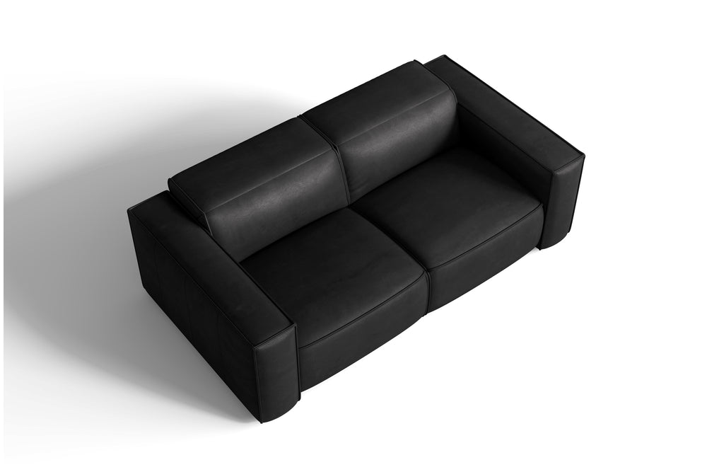 Valencia Emery Leather Recliner Loveseat Sofa, Black
