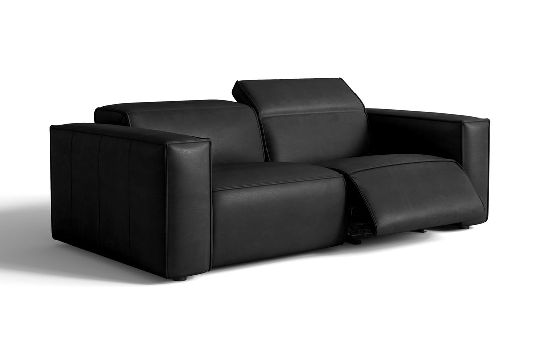 Valencia Emery Leather Recliner Loveseat Sofa, Black