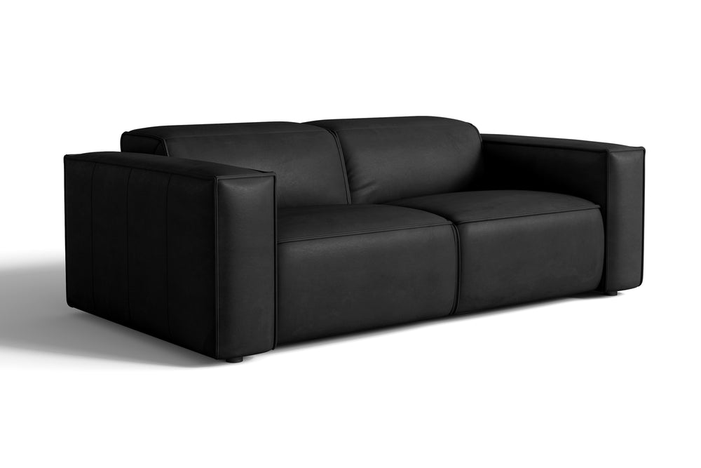 Valencia Emery Leather Recliner Loveseat Sofa, Black