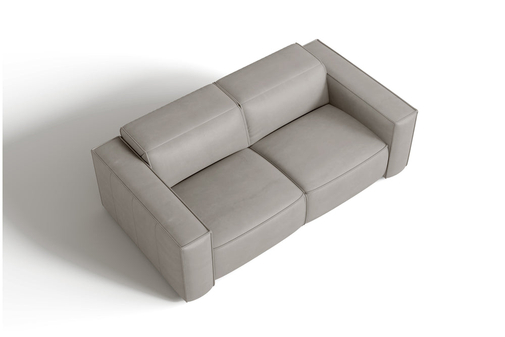 Valencia Emery Leather Recliner Loveseat Sofa, Light Grey