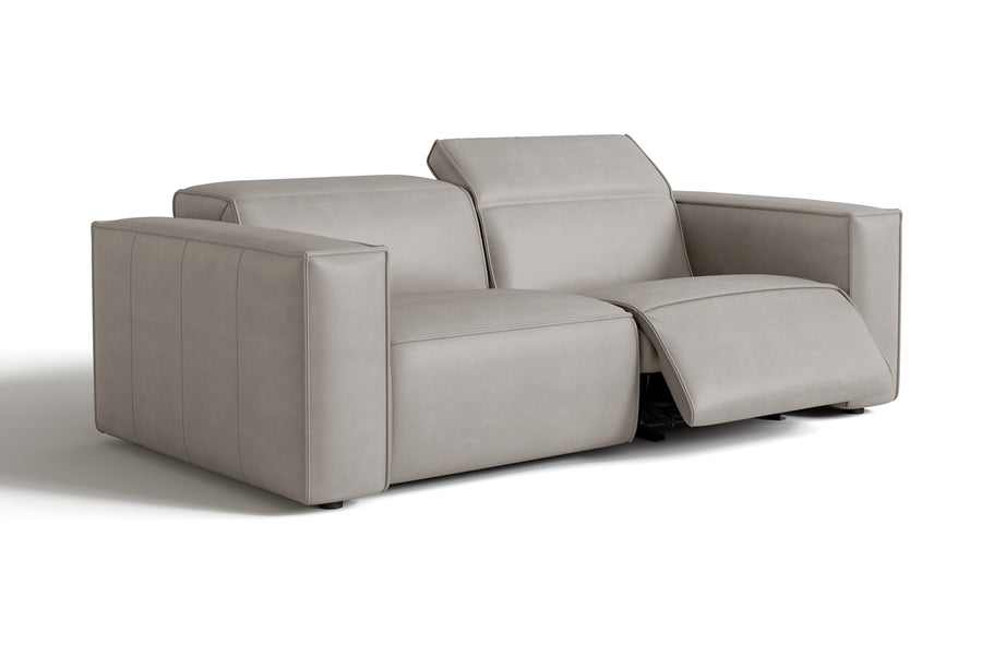 Valencia Emery Leather Recliner Loveseat Sofa, Light Grey