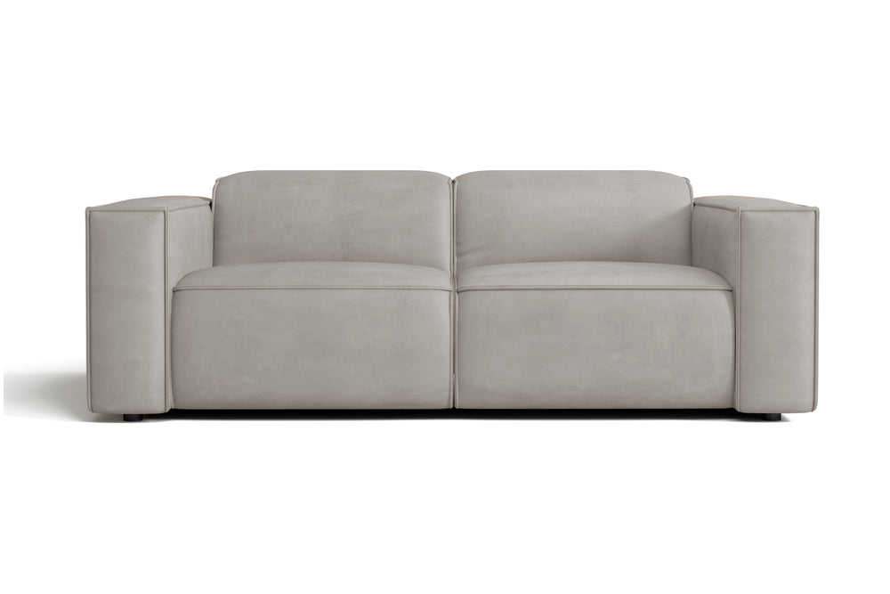 Valencia Emery Leather Recliner Loveseat Sofa, Light Grey