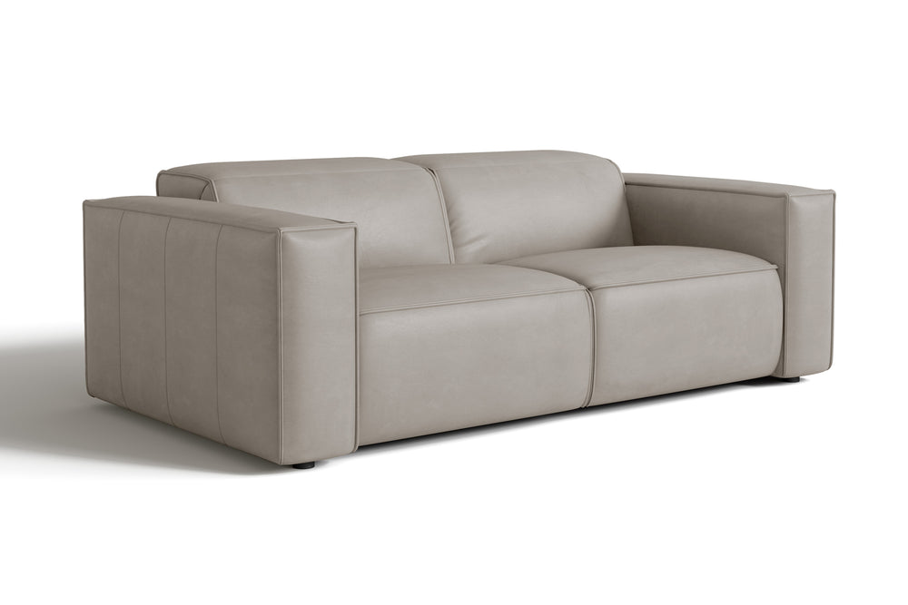 Valencia Emery Leather Recliner Loveseat Sofa, Light Grey