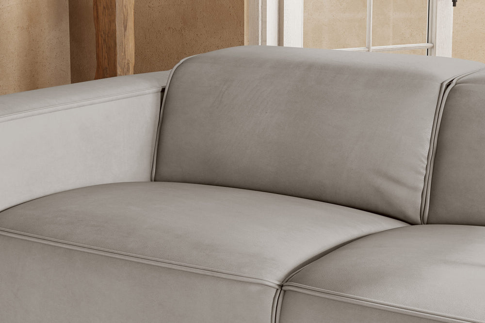 Valencia Emery Leather Sectional Sofa, Recliner Three Seats with Right Chaise, Light Grey
