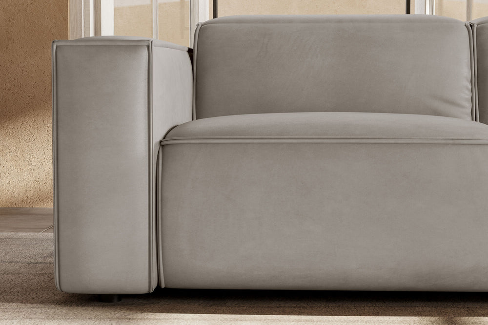Valencia Emery Leather Sectional Sofa, Recliner Three Seats with Right Chaise, Light Grey
