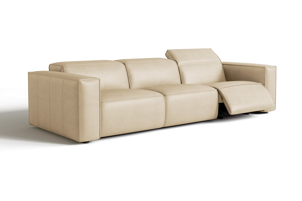 Valencia Emery Leather Recliner Three Seats Sofa, Beige