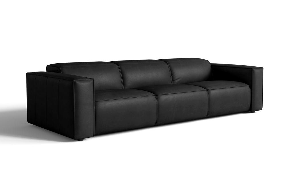 Valencia Emery Leather Recliner Three Seats Sofa, Black