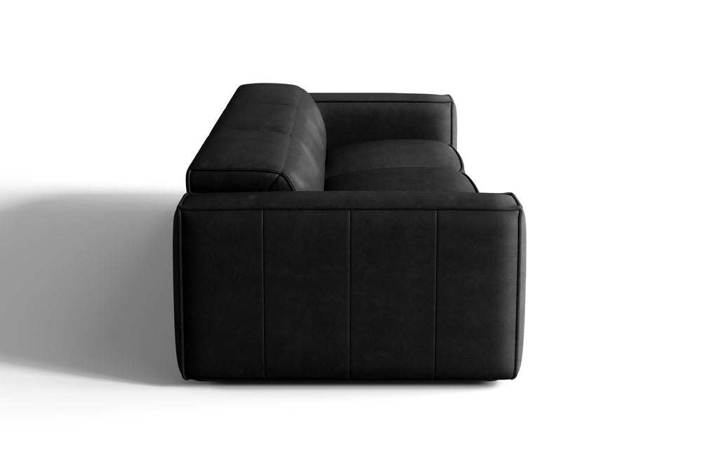 Valencia Emery Leather Recliner Three Seats Sofa, Black