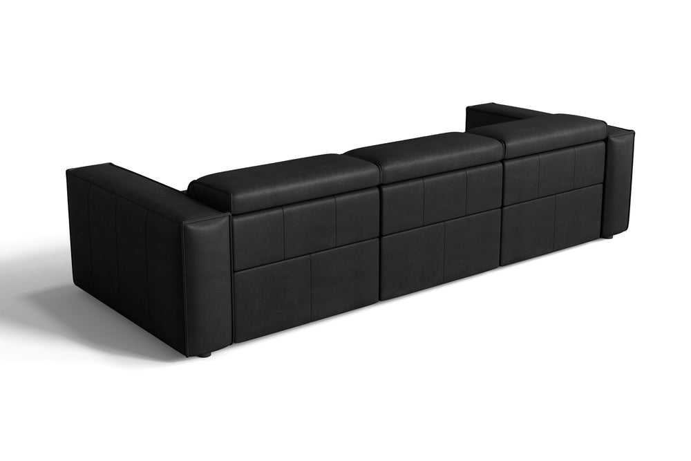 Valencia Emery Leather Recliner Three Seats Sofa, Black