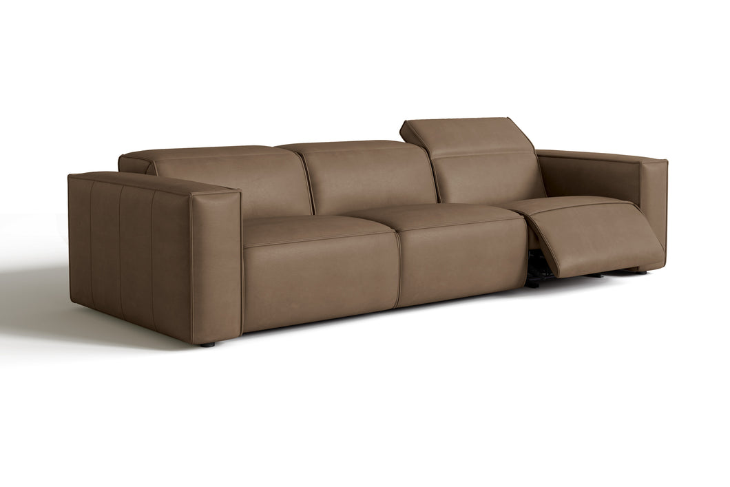 Valencia Emery Leather Recliner Three Seats Sofa, Brown