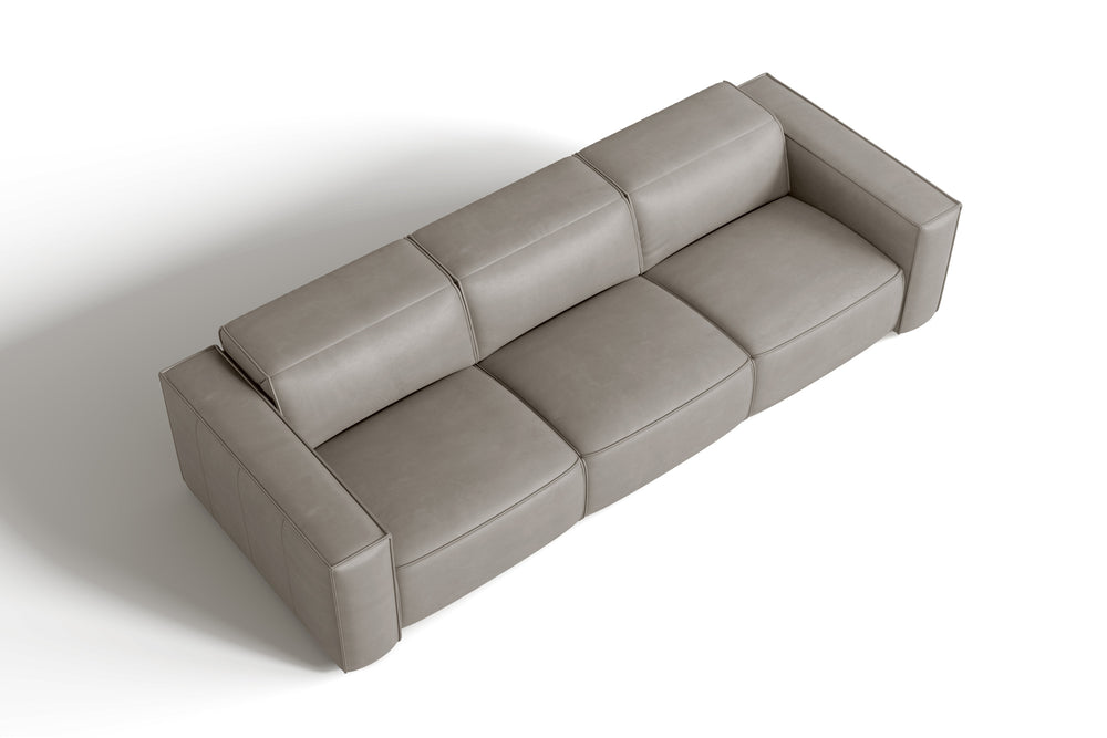 Valencia Emery Leather Recliner Three Seats Sofa, Light Grey