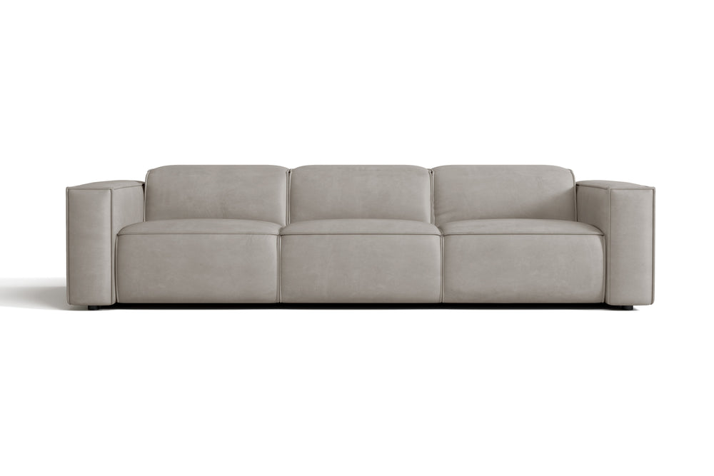 Valencia Emery Leather Recliner Three Seats Sofa, Light Grey