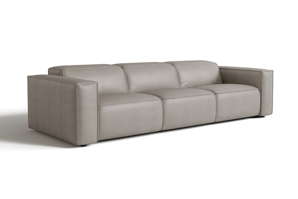 Valencia Emery Leather Recliner Three Seats Sofa, Light Grey