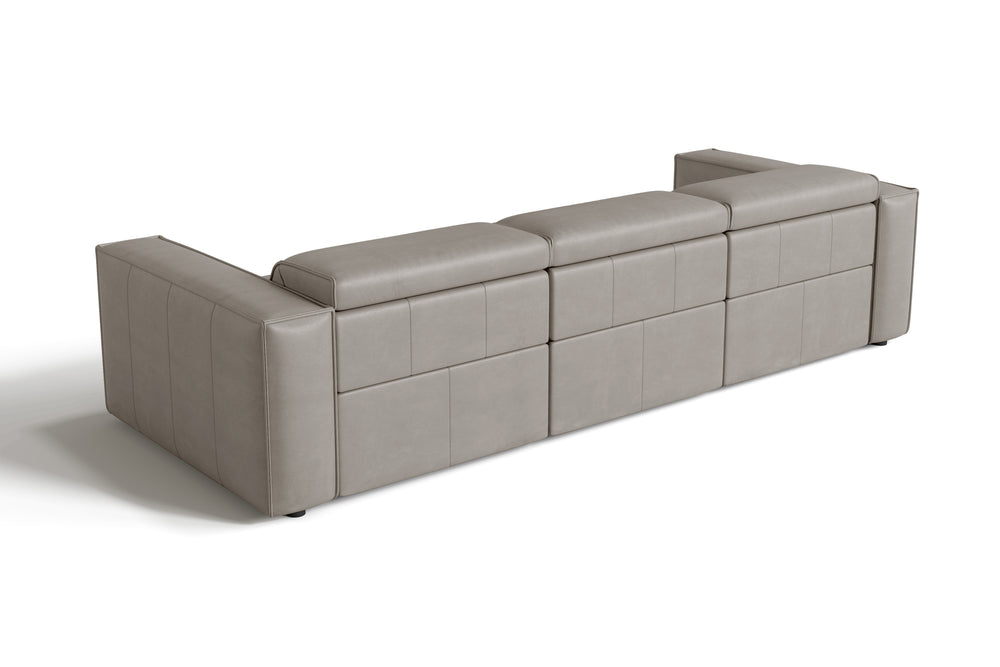 Valencia Emery Leather Recliner Three Seats Sofa, Light Grey