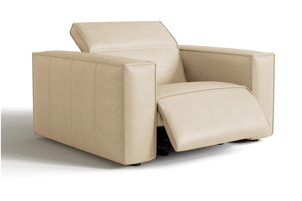 Valencia Emery Top Grain Leather Recliner Seat, Beige