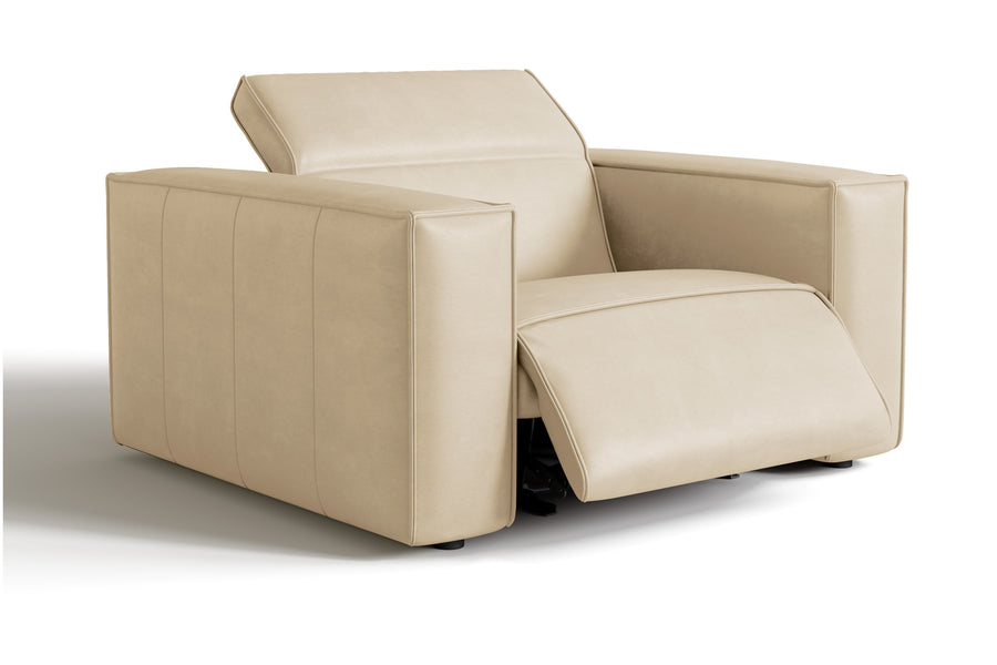 Valencia Emery Top Grain Leather Recliner Seat, Beige