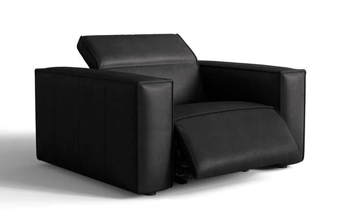 Valencia Emery Top Grain Leather Recliner Seat, Black