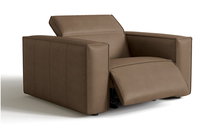 Valencia Emery Top Grain Leather Recliner Seat, Brown
