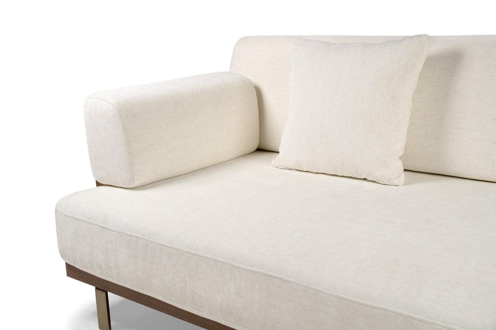 Valencia Emilia Fabric Modern Sofa, Beige Color