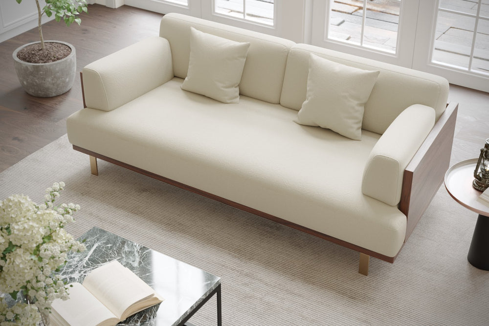 Valencia Emilia Fabric Modern Sofa, Beige Color