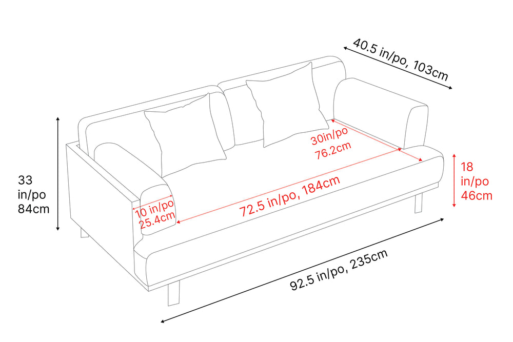 Valencia Emilia Fabric Modern Sofa, Beige Color