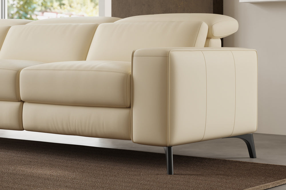 Valencia Esther Top Grain Leather Sofa, L-Shape with Left Chaise, Beige