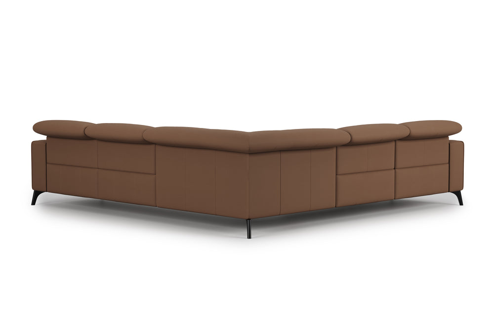 Valencia Esther Top Grain Leather Sofa, L-Shape with Left Chaise, Brown