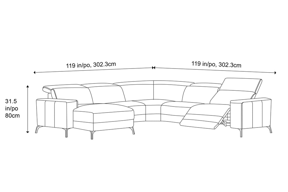 Valencia Esther Top Grain Leather Sofa, L-Shape with Left Chaise, Beige