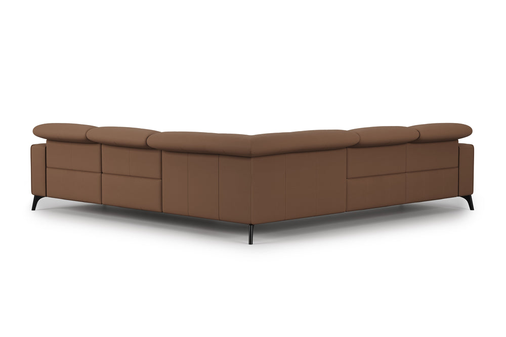 Valencia Esther Top Grain Leather Sofa, L-Shape with Right Chaise, Brown