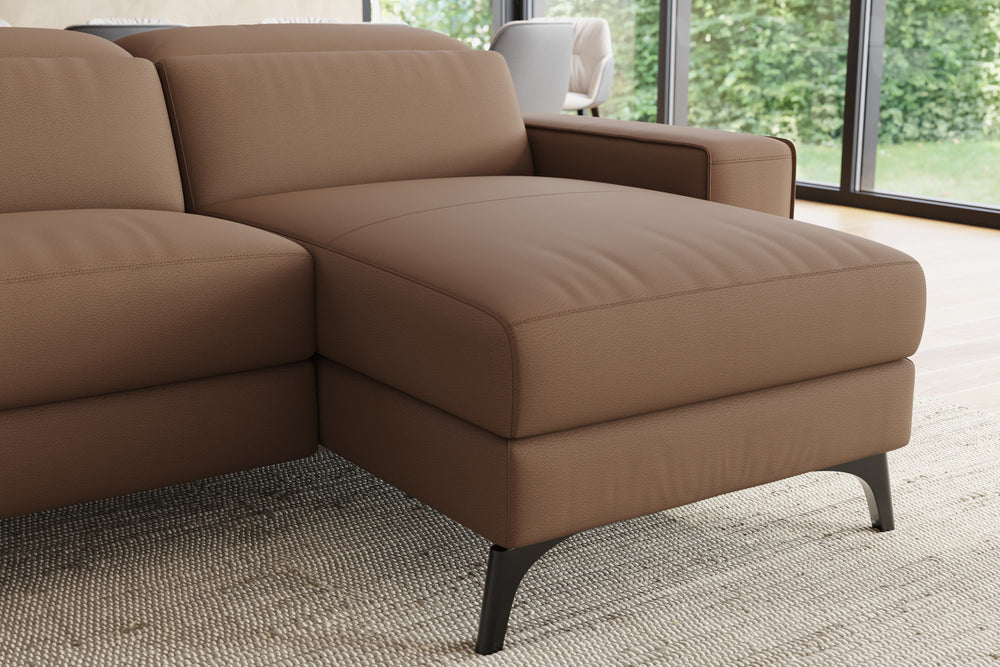 Valencia Esther Top Grain Leather Sofa, L-Shape with Right Chaise, Brown