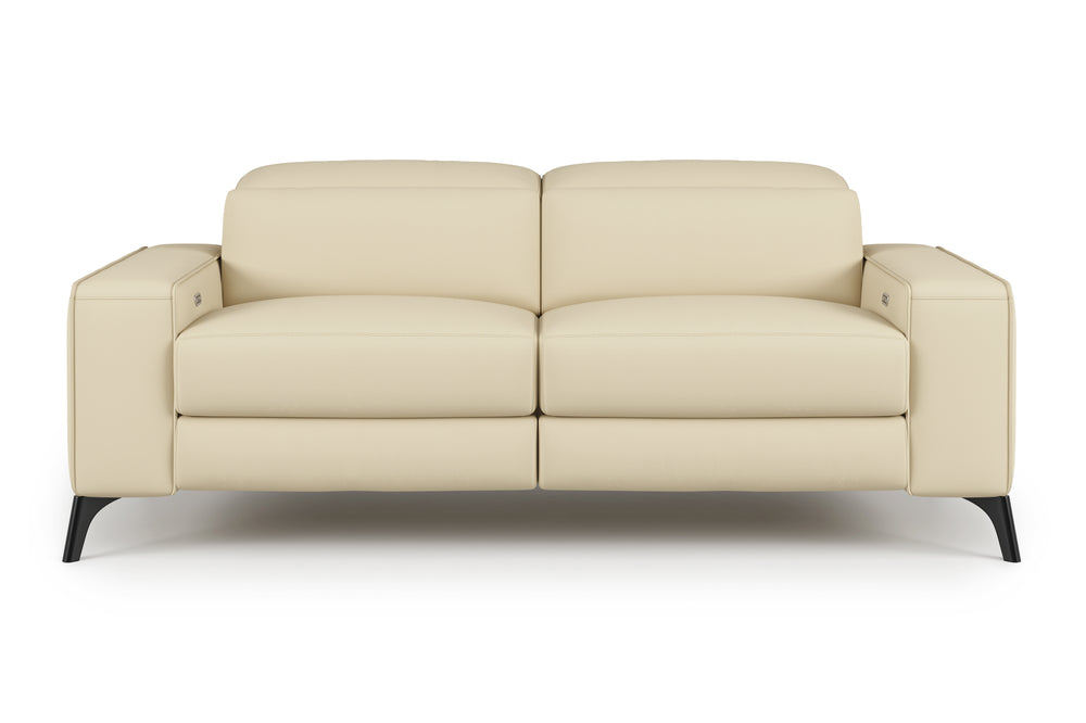 Valencia Esther Top Grain Leather Loveseat Sofa, Beige