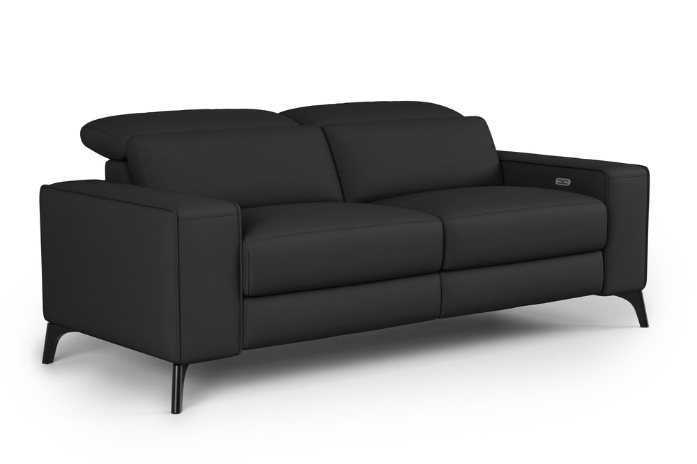 Valencia Esther Top Grain Leather Loveseat Sofa, Black