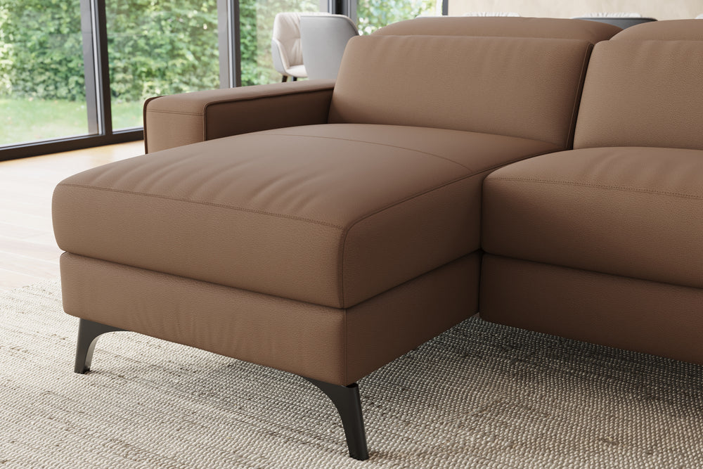 Valencia Esther Top Grain Leather Sofa, Three Seats with Left Chaise, Brown