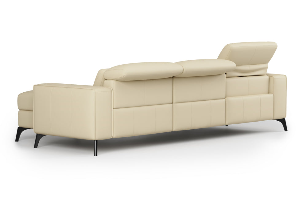 Valencia Esther Top Grain Leather Sofa, Three Seats with Right Chaise, Beige