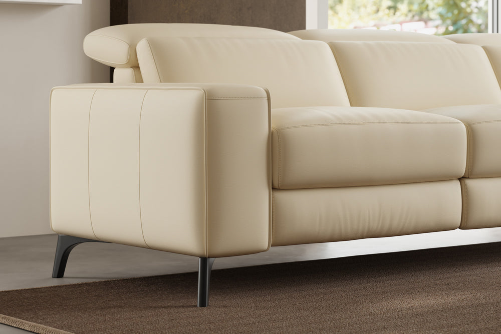 Valencia Esther Top Grain Leather Sofa, Three Seats with Right Chaise, Beige