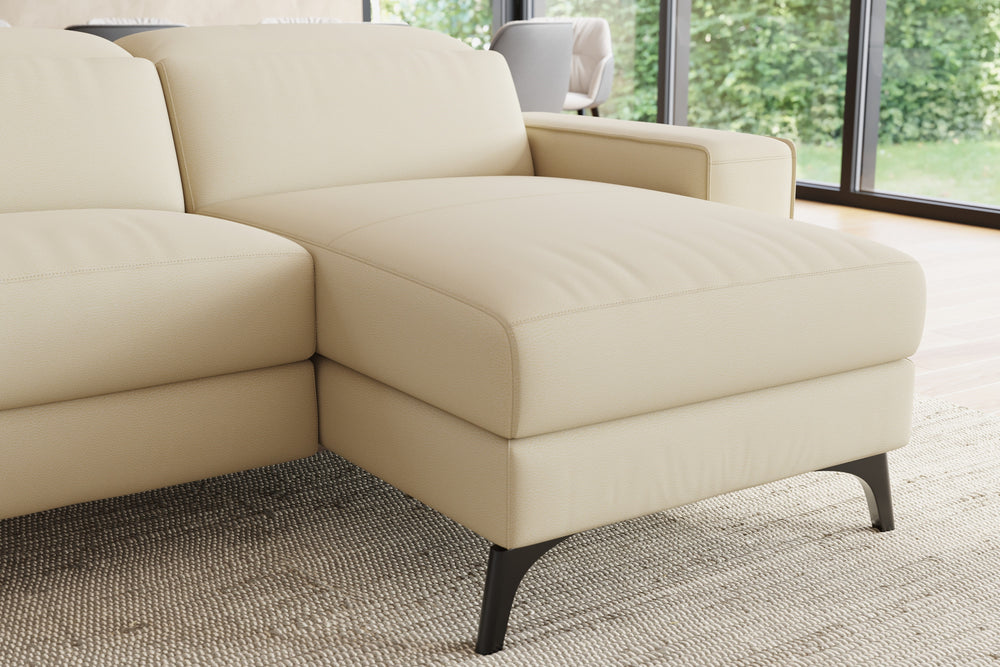 Valencia Esther Top Grain Leather Sofa, Three Seats with Right Chaise, Beige